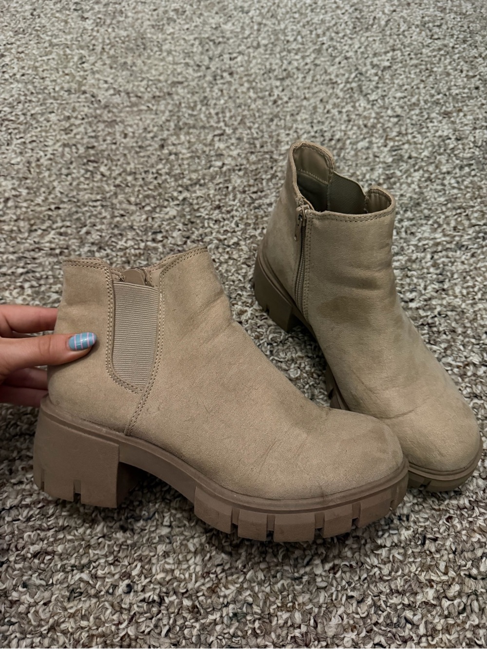 Chunky Platform Chelsea Boot in Beige